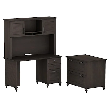 Desk, Hutch, and Lateral File Office Set